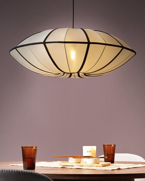 Závesná lampa biela nylon látkové tienidlo osvetlenie moderný štýl obývacia izba