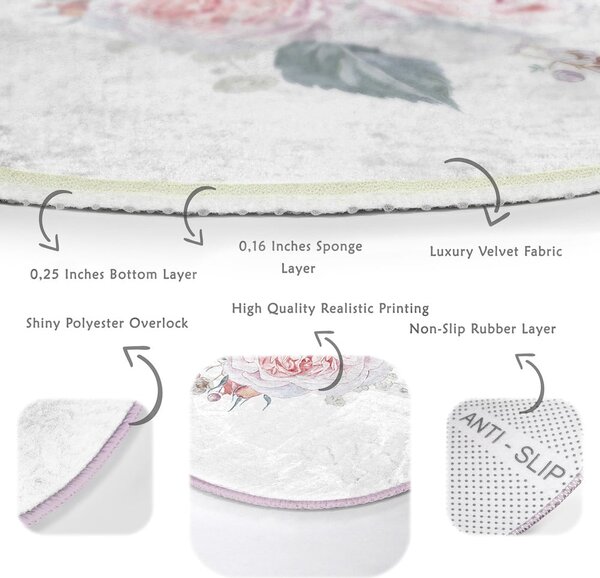 Bielo-ružový prateľný okrúhly koberec vhodný pre robotické vysávače ø 80 cm Comfort – Mila Home