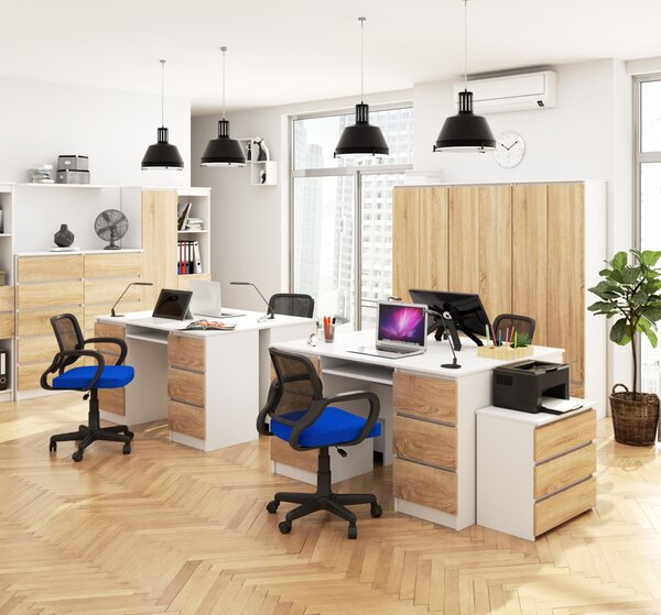 Ak furniture Písací stôl A-11 135 cm biely/dub sonoma