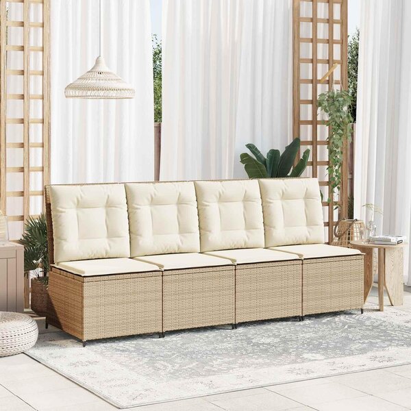Maison Exclusive - Záhradná pohovka s vankúšmi Čierna a smotanová Poly-rattan