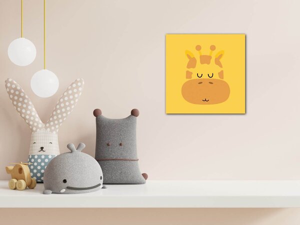 Impresi Obraz Cute giraffe yellow background - 20 x 20 cm