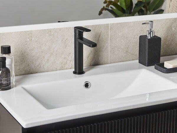 Kúpeľňová umývadlová batéria čierna mosadz 18 cm matný povrch jednopáková doplnky moderný štýl kúpeľňa