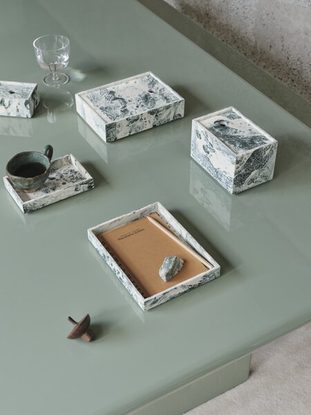 Úložný box Mist Emerald Off-white 15 × 20 cm
