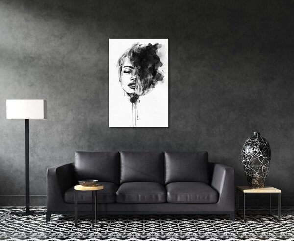 Impresi Obraz Maľovaný portrét ženy čiernobiely - 40 x 60 cm