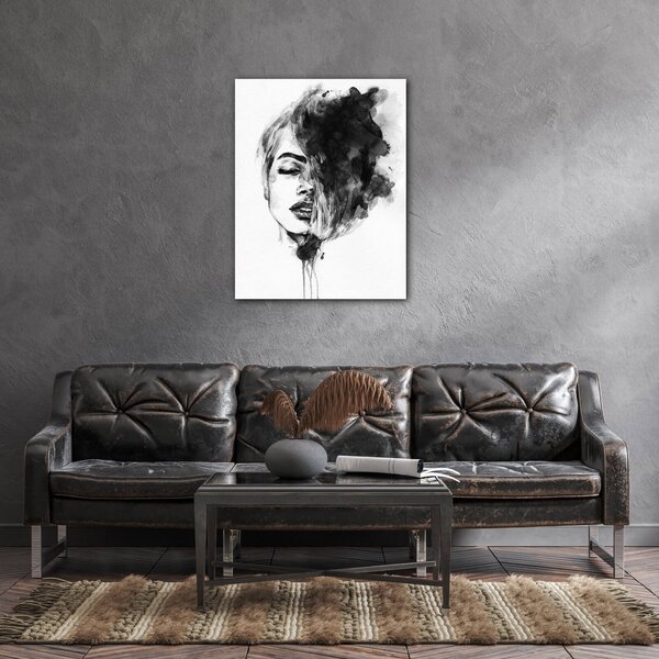 Impresi Obraz Maľovaný portrét ženy čiernobiely - 70 x 90 cm