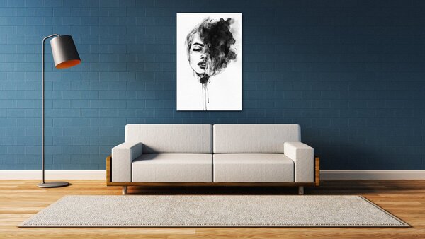 Impresi Obraz Maľovaný portrét ženy čiernobiely - 40 x 60 cm