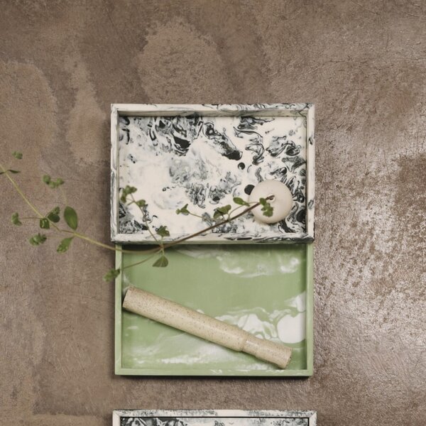 Podnos Mist Emerald Off-white 10 × 15 cm