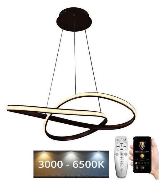 Brilagi - LED Stmievateľný luster na lanku COSMOWAVE LED/70W/230V 3000-6500K hnedá + DO