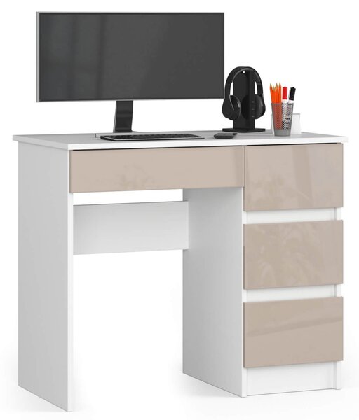 Ak furniture Písací stôl A-7 90 cm biely/cappuccino pravý