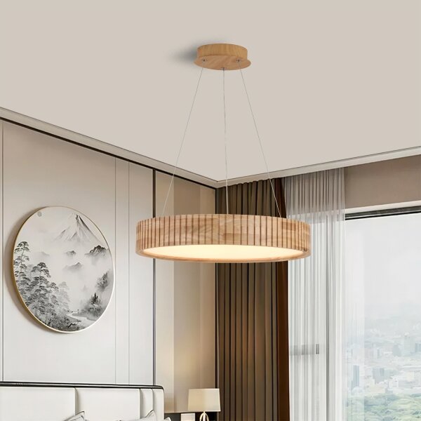Brilagi - Závesné LED svietidlo na lane FALCON WOOD MODERN LED/30W/230V pr. 45 cm drevo