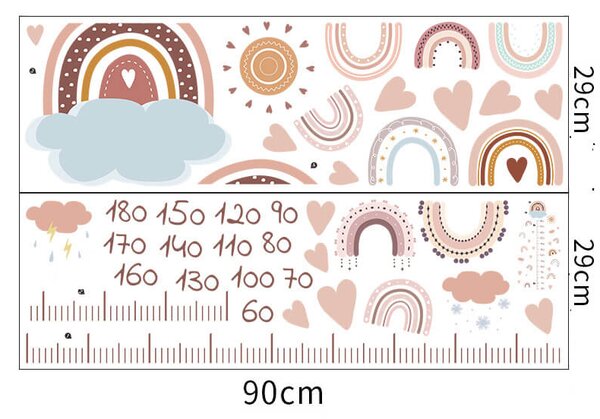 Impresi Samolepka do detskej izby Meter na stenu dúhy - 90x29cm 2ks
