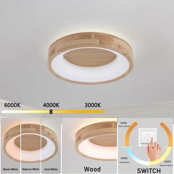 Brilagi-LED Stropné svietidlo FALCON WOOD LED/30W/230V 3000/4000/6000K 45 cm drevo
