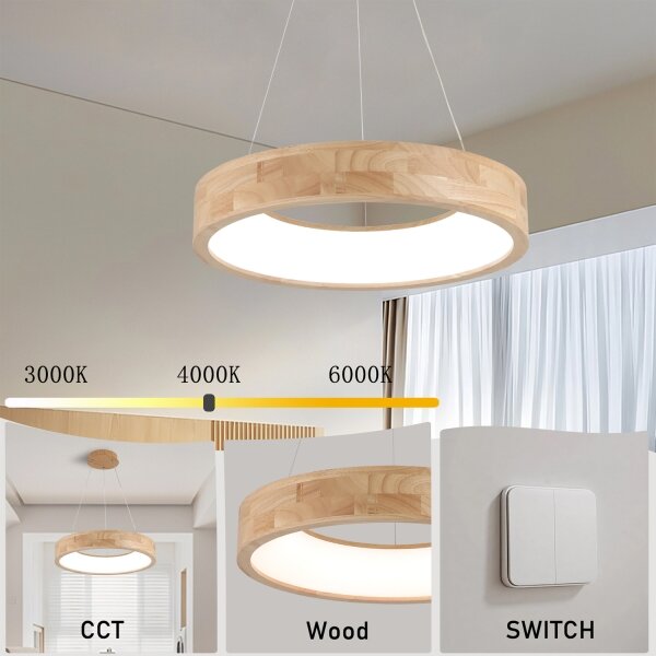 Brilagi - LED luster na lanku FALCON WOOD LED/30W/230V 3000/4000/6000K 45 cm drevo