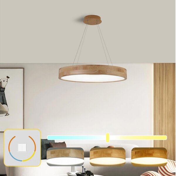 Brilagi - LED závesný luster na lankách FALCON WOOD LED/40W/230V 3000/4000/6000K 60 cm drevo