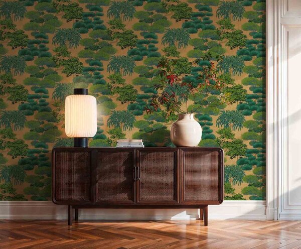 A.S. Création | Vliesová tapeta na stenu Cuba 2 79161-2 | 0,53 x 10,05 m | zelená, zlatá, vining ivy