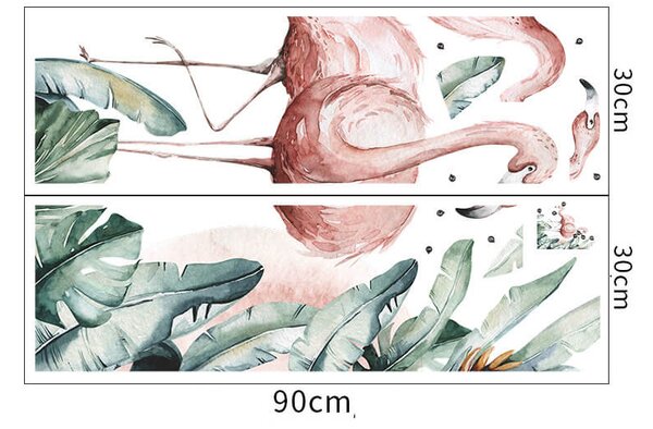 Impresi Samolepka do detskej izby Plameňáci a palmové listy - 90x30cm 2ks