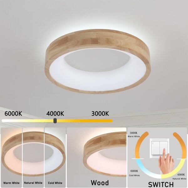 Brilagi-LED Drevené stropné svietidlo FALCON WOOD LED/30W/230V 3000/4000/6000K 45 cm