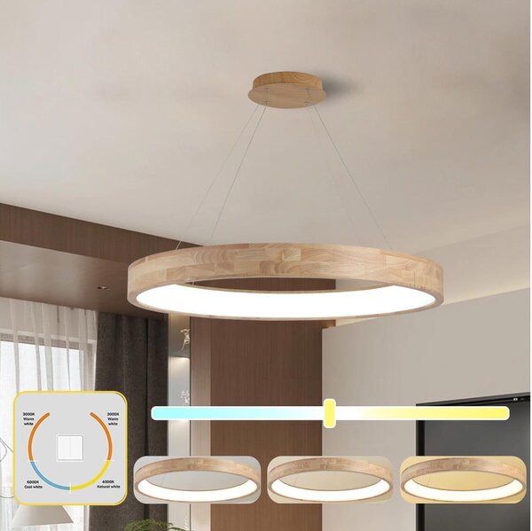 Brilagi - LED luster na lanku FALCON WOOD LED/60W/230V 3000/4000/6000K 80 cm drevo