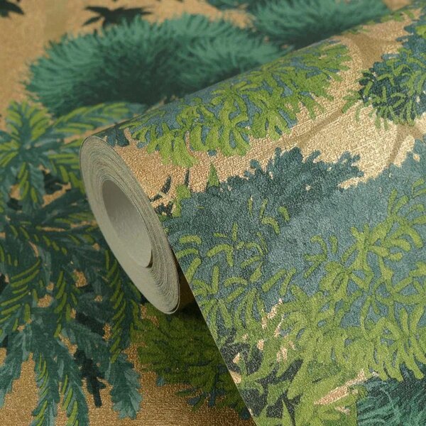 A.S. Création | Vliesová tapeta na stenu Cuba 2 79161-2 | 0,53 x 10,05 m | zelená, zlatá, vining ivy