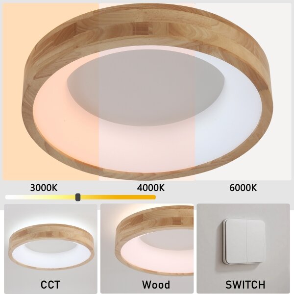 Brilagi-LED Drevené stropné svietidlo FALCON WOOD LED/30W/230V 3000/4000/6000K 45 cm