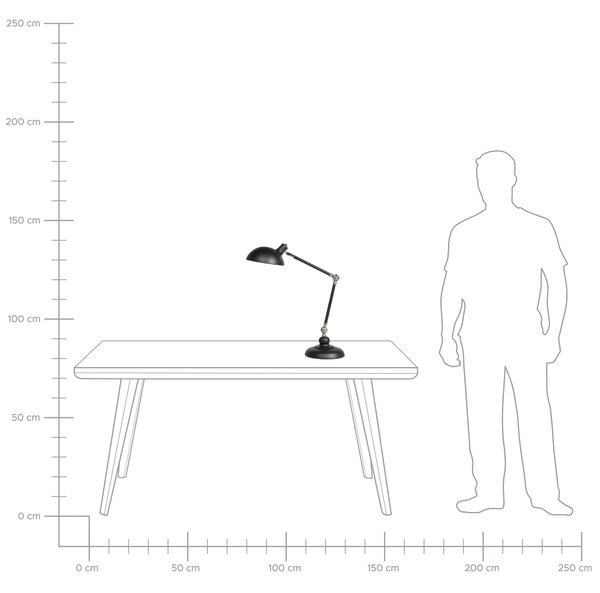 Stolná lampa čierna kovová 80 cm nastaviteľné rameno a tienidlo moderný industriálny štýl kancelária
