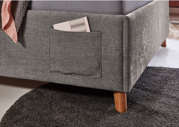 Sivá čalúnená detská posteľ s úložným priestorom s roštom 120x200 cm Fun – Meise Möbel