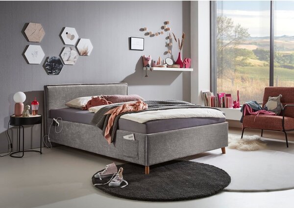 Sivá čalúnená detská posteľ s úložným priestorom s roštom 120x200 cm Fun – Meise Möbel