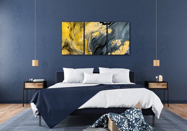 Impresi Obraz Abstraktný žlto sivý - 120 x 60 cm (3 dielný)