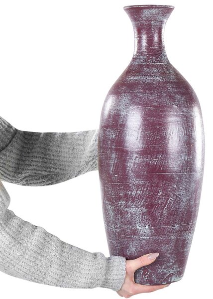 Dekoratívna váza na kvety hnedá z terakoty 57 cm starožitný efekt prírodný dizajn na sušené kvety