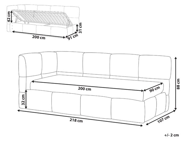 Denná posteľ ružová látkové čalúnenie ľavostranná 90 x 200 cm s úložným priestorom v tvare L rohová moderný štýl detská izba
