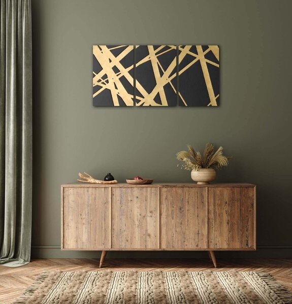 Impresi Obraz Abstraktný zlato šedý - 60 x 30 cm (3 dielný)