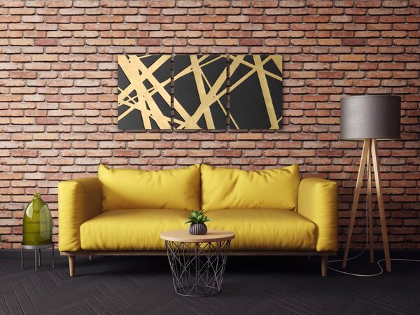 Impresi Obraz Abstraktný zlato šedý - 150 x 70 cm (3 dielny)