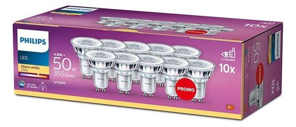 SADA 10x LED Žiarovka Philips GU10/4,6W/230V 2700K