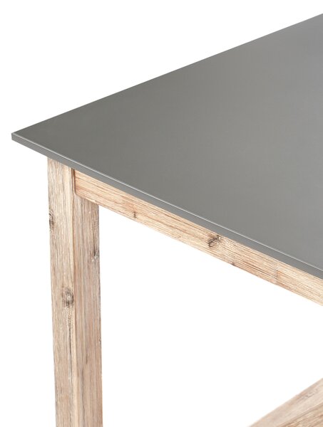 Záhradný jedálenský stôl sivý 180 x 90 cm betónová vrchná doska rám zo svetlého akáciového dreva pre 6 osôb moderný štýl záhrada exteriér
