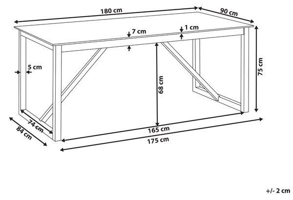 Záhradný jedálenský stôl sivý 180 x 90 cm betónová vrchná doska rám zo svetlého akáciového dreva pre 6 osôb moderný štýl záhrada exteriér