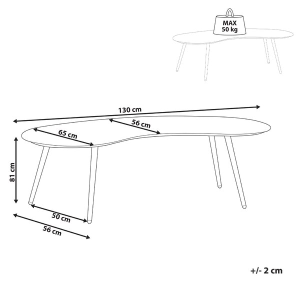 Záhradný konferenčný stolík béžový hlník 130 x 65 cm odolnosť voči vode a UV moderný štýl exteriér