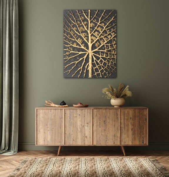 Impresi Obraz Zlatá štruktúra listu - 70 x 90 cm