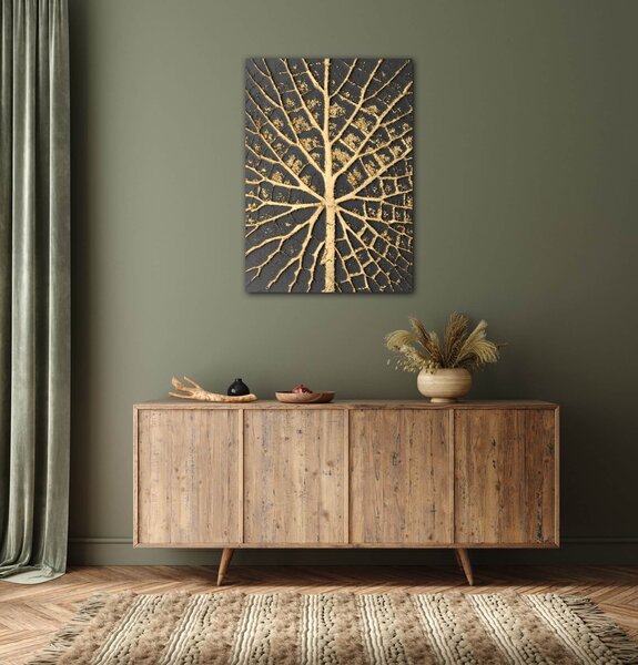 Impresi Obraz Zlatá štruktúra listu - 50 x 70 cm