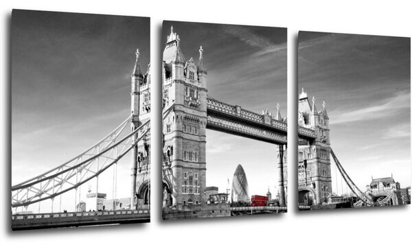 Impresi Obraz Tower Bridge čiernobielý - 150 x 70 cm (3 dielny)