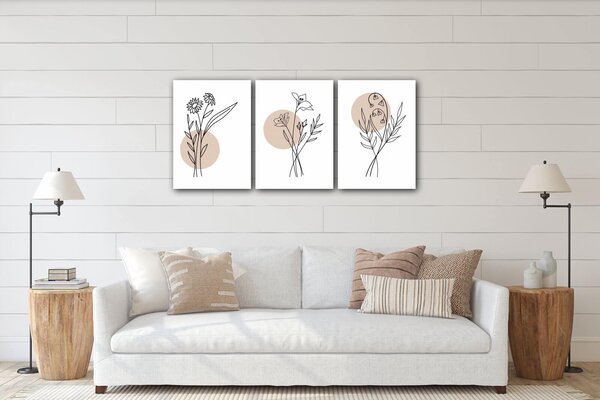 Impresi Obraz Kvety škandinávsky štýl - 150 x 70 cm (3 dielny)