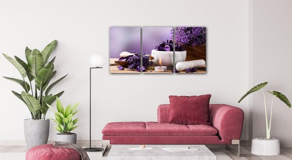 Impresi Obraz Levanduľovej zátišie - 120 x 60 cm (3 dielný)