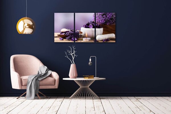 Impresi Obraz Levanduľovej zátišie - 120 x 60 cm (3 dielný)