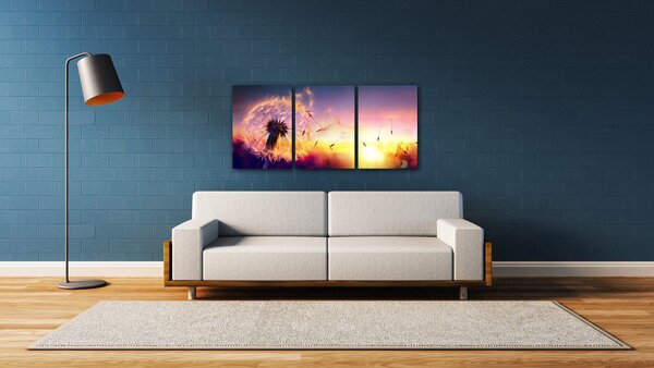 Impresi Obraz Púpava sa západom slnka - 150 x 70 cm (3 dielny)