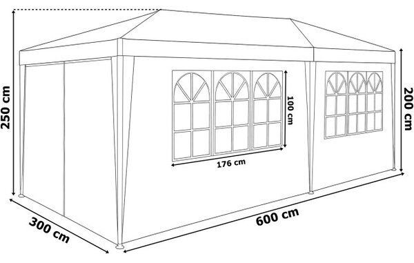 Záhradný párty stan TENO biely 3x6 m