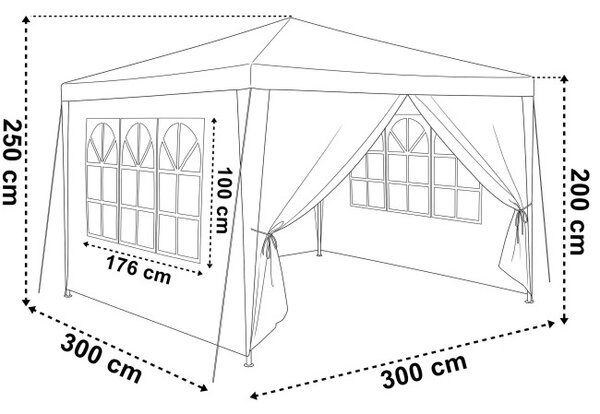 Záhradný párty stan TENO biely 3x3 m