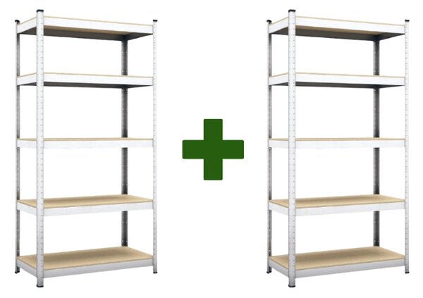 Akciový balíček 1+1 Kovový regál ECONOMY 150X70X30 5 políc - pozinkovaný