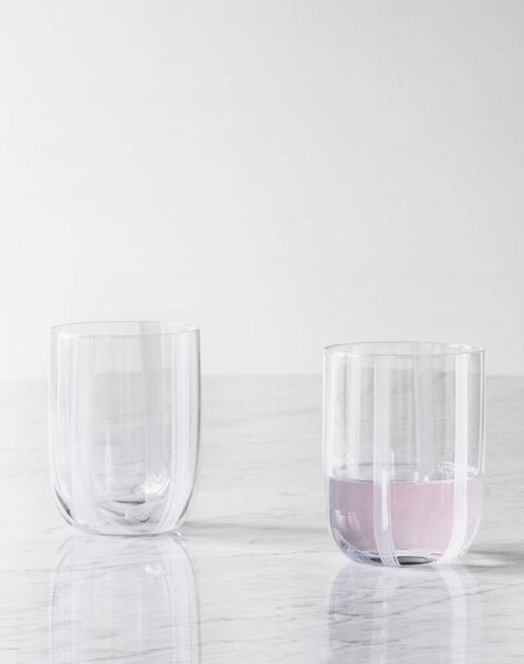 Normann Copenhagen Pohár Stripe Glass, white stripes