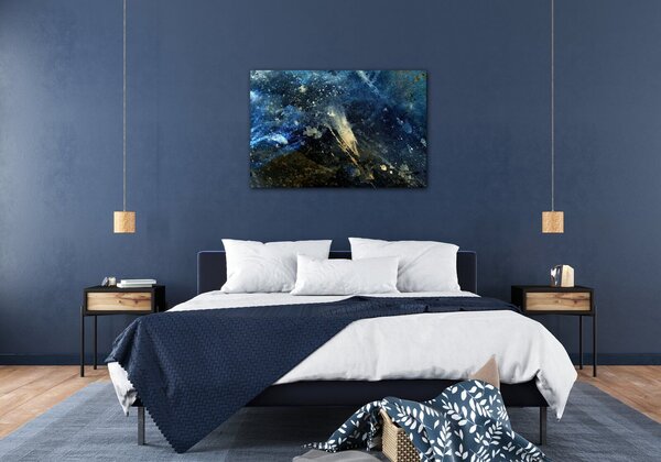 Impresi Obraz Abstrakt modrý so zlatým detailom - 60 x 40 cm