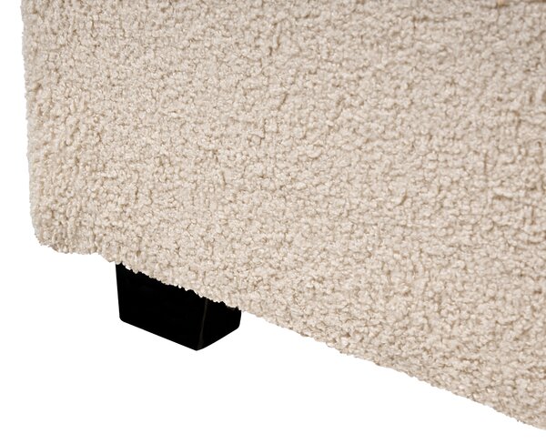 Posteľ béžová buklé čalúnenie 160 x 200 cm zaoblené čelo minimalistický retro dizajn spálňa