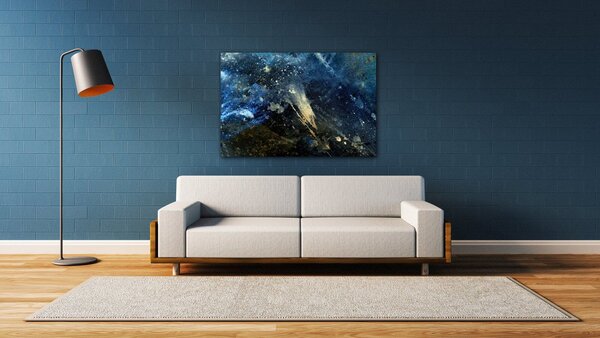 Impresi Obraz Abstrakt modrý so zlatým detailom - 60 x 40 cm